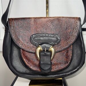 Chic leather Black and Brown Crossbody Bag